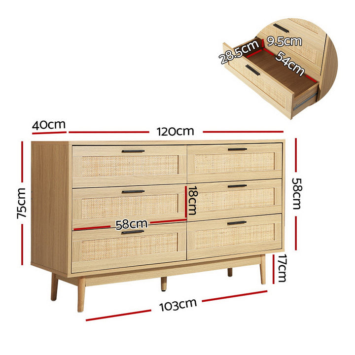 Artiss 6 Chest of Drawers - BRIONY Oak