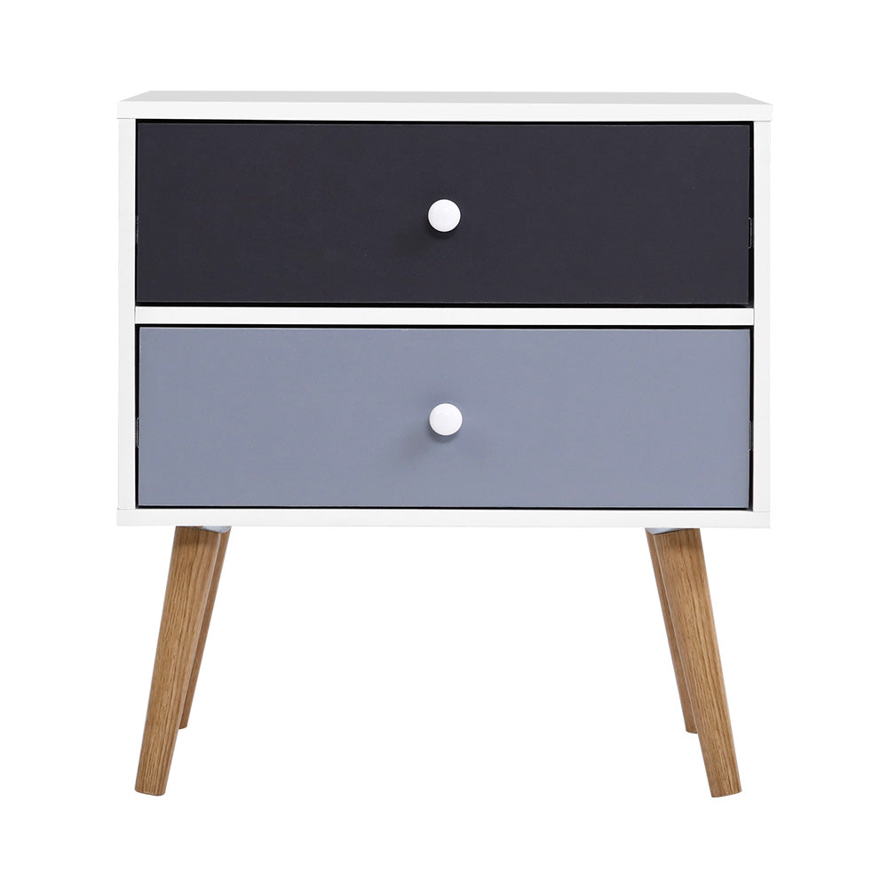 Artiss Bedside Table 2 Drawers - BONDS White