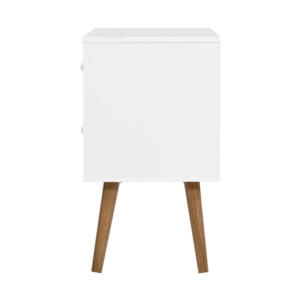 Artiss Bedside Table 2 Drawers - BONDS White