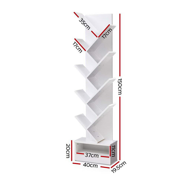 Artiss Tree Bookshelf 9 Tiers - ECHO White