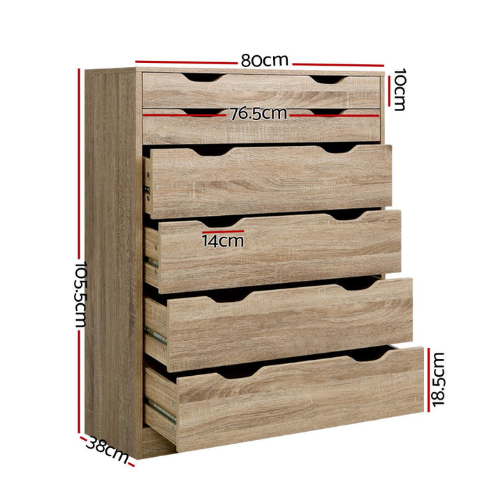 Artiss 6 Chest of Drawers - MYLA Oak