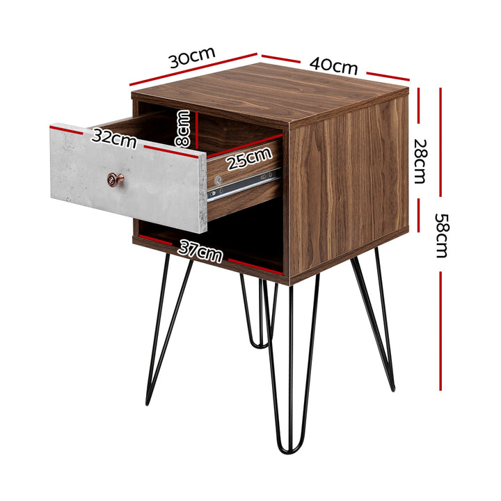 Artiss Bedside Table 1 Drawers with Shelf - LARS