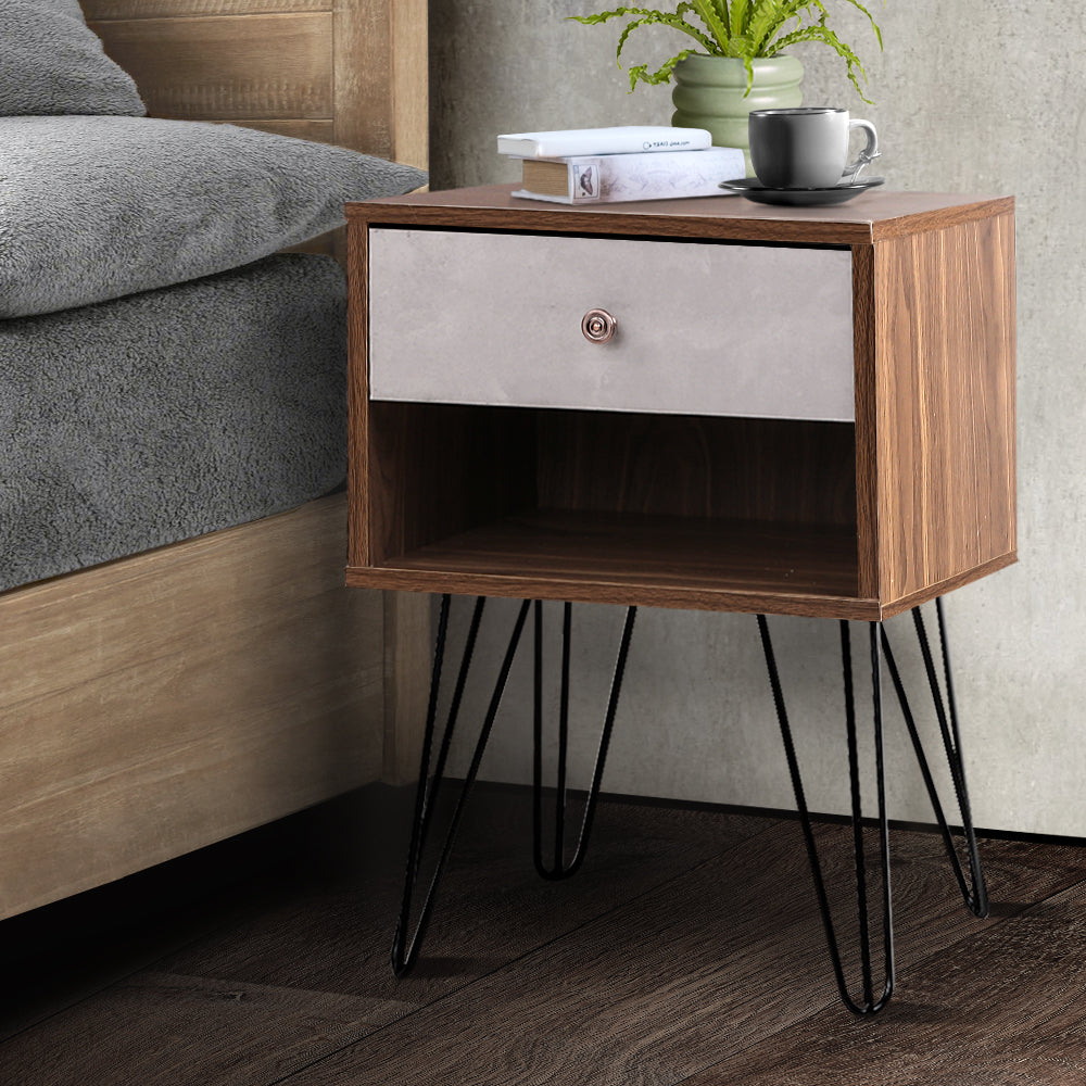 Artiss Bedside Table 1 Drawers with Shelf - LARS