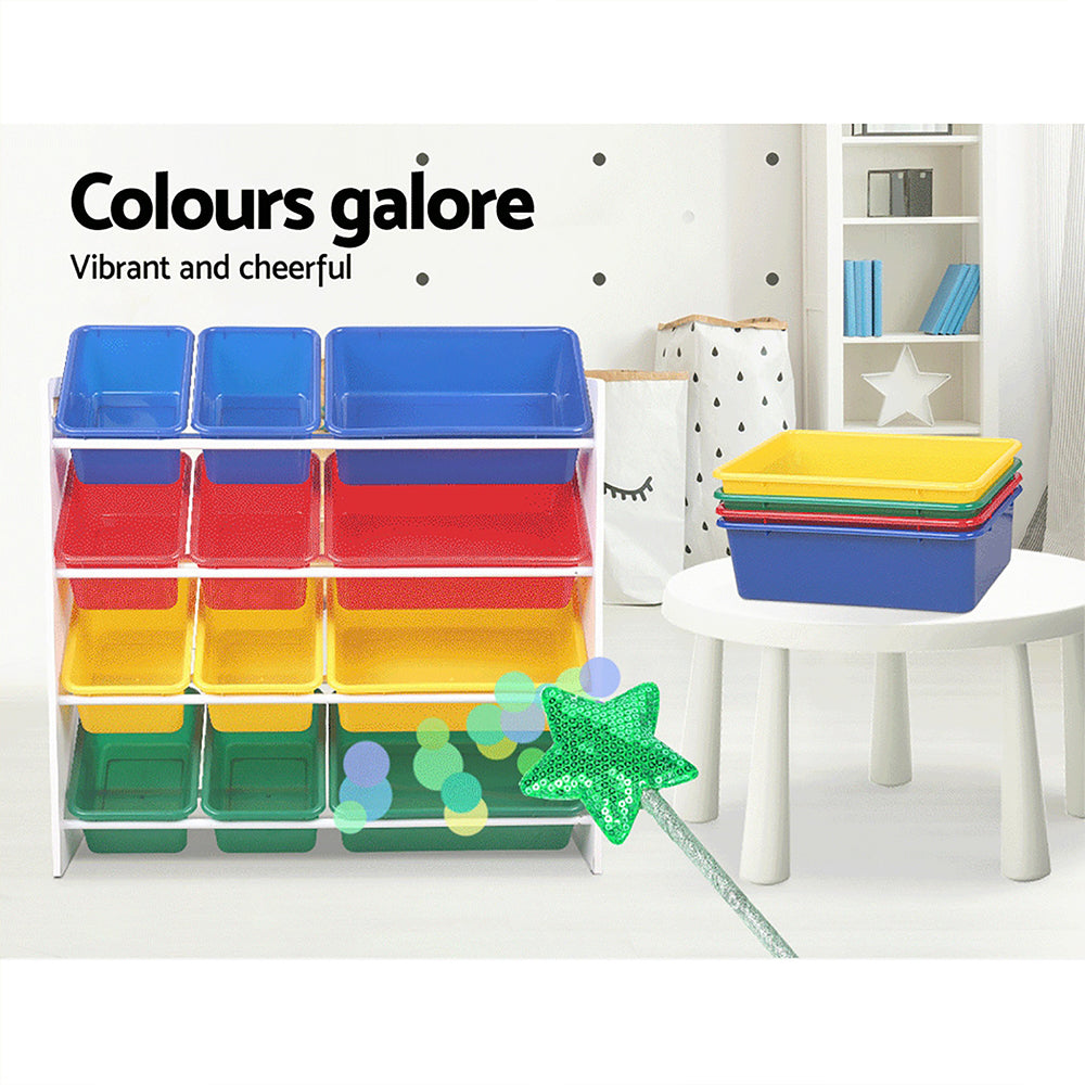 Keezi Kids Toy Box 12 Bins Bookshelf Organiser Children Storage Rack