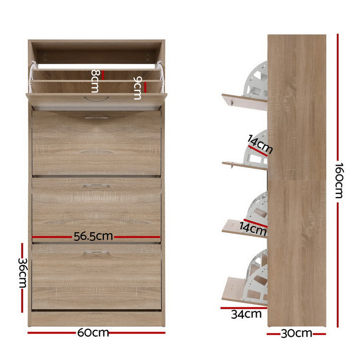 Artiss Shoe Rack Cabinet 60 Pairs 4 Doors - Wood