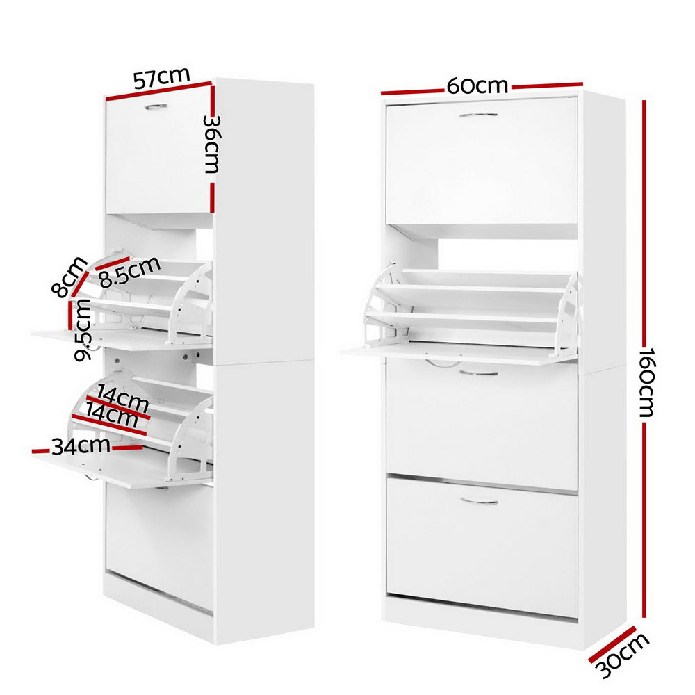 Artiss Shoe Rack Cabinet 60 Pairs 4 Doors - White