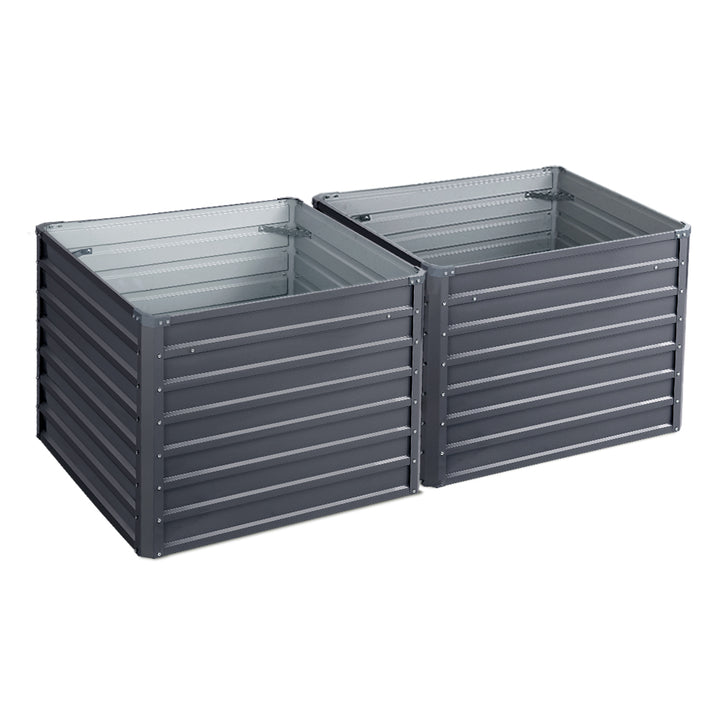 Green Fingers 2x Garden Bed 100x100x77cm Planter Box Raised Container Galvanised