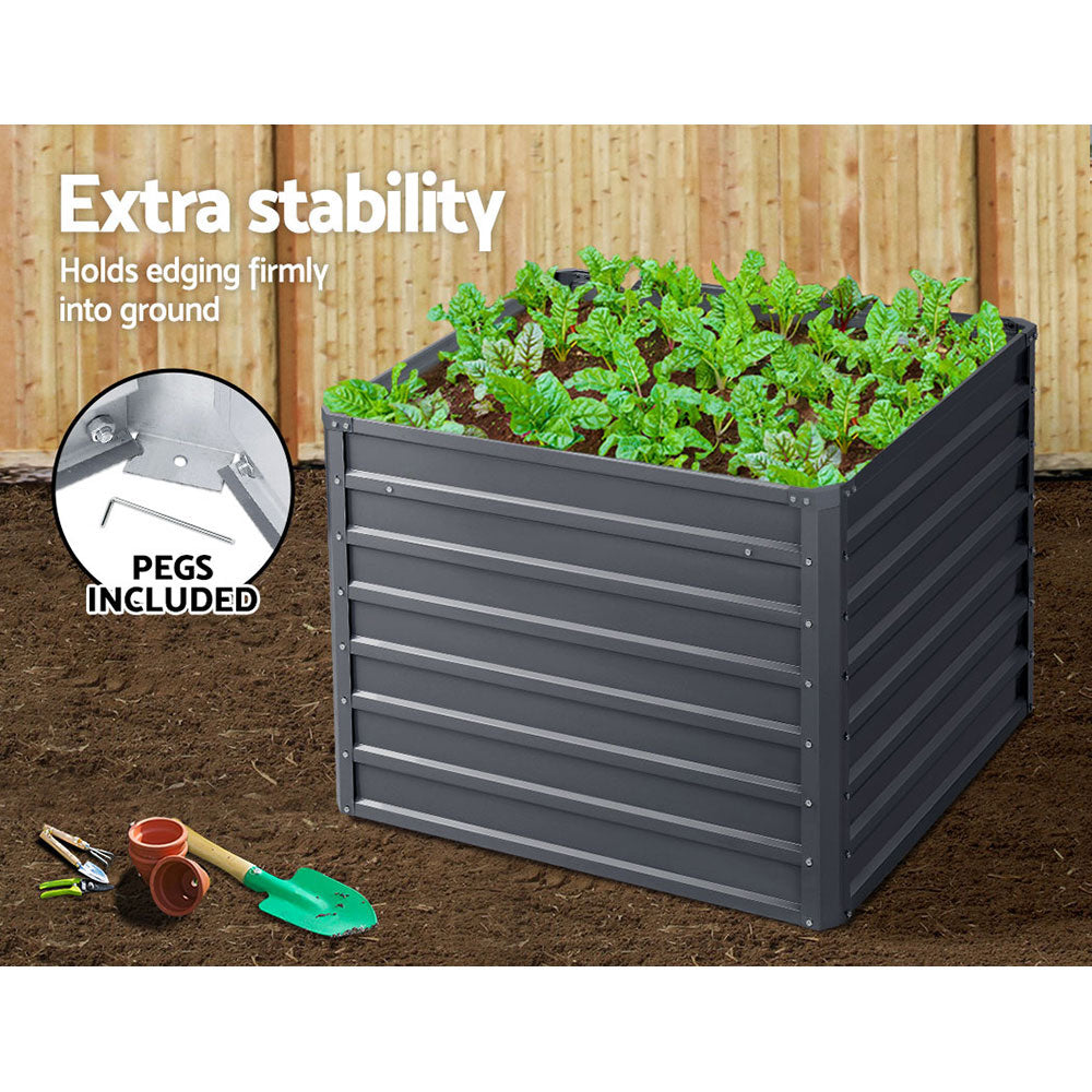 Green Fingers 2x Garden Bed 100x100x77cm Planter Box Raised Container Galvanised