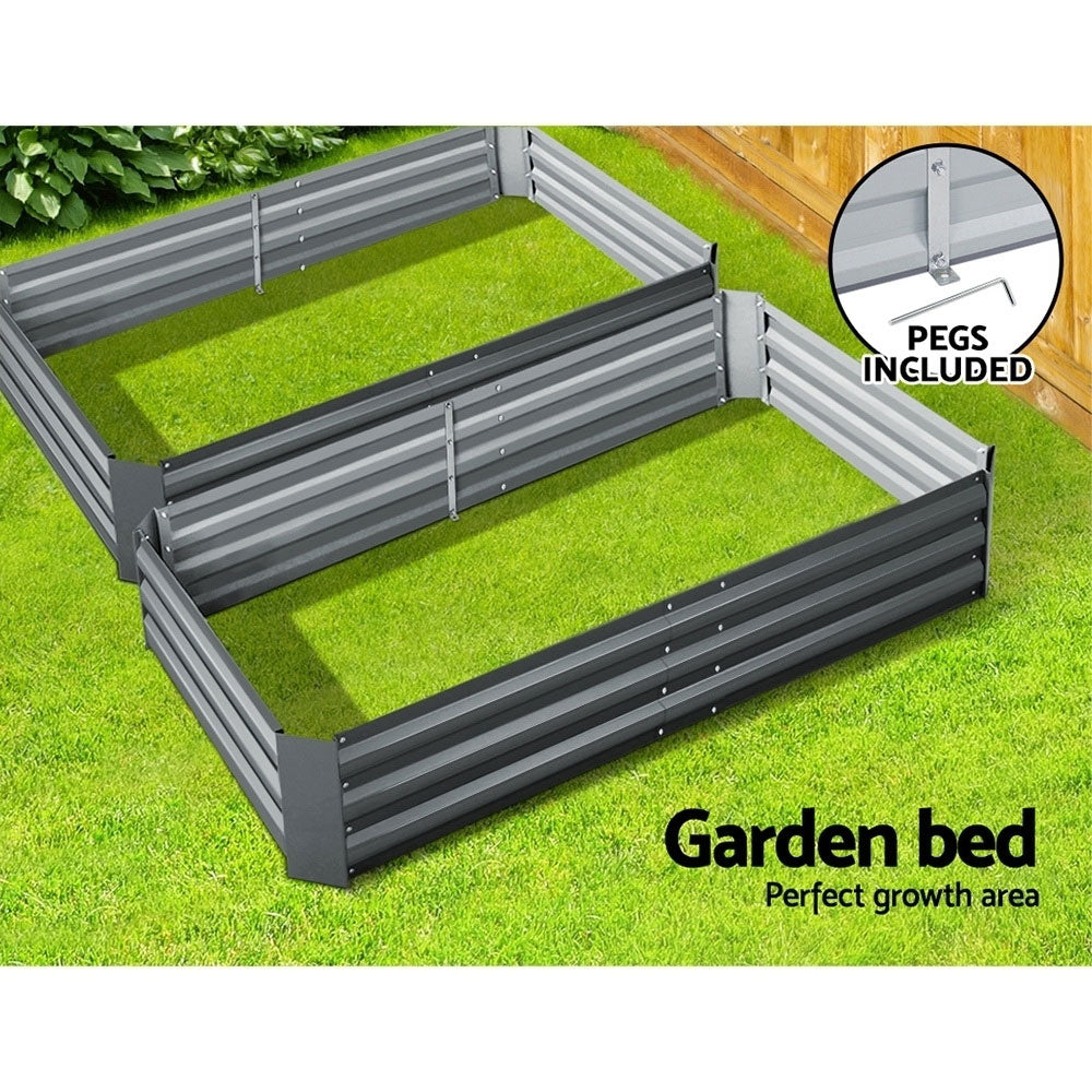 Green Fingers 2x Garden Bed 150x90cm Planter Box Raised Container Galvanised Herb