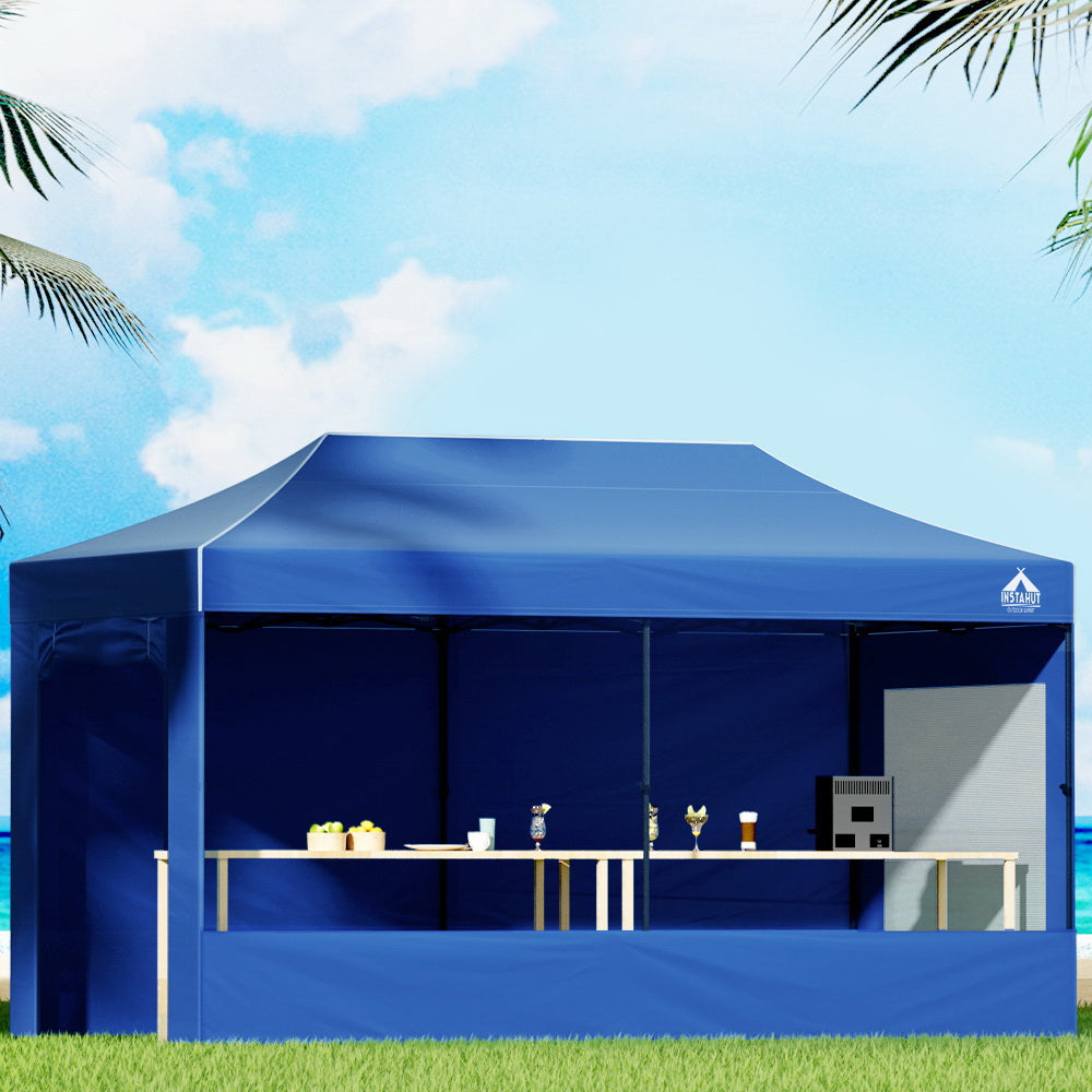 Instahut Gazebo 3x6 Pop Up Marquee Folding Tent Wedding Gazebos Camping Outdoor Shade Canopy Blue