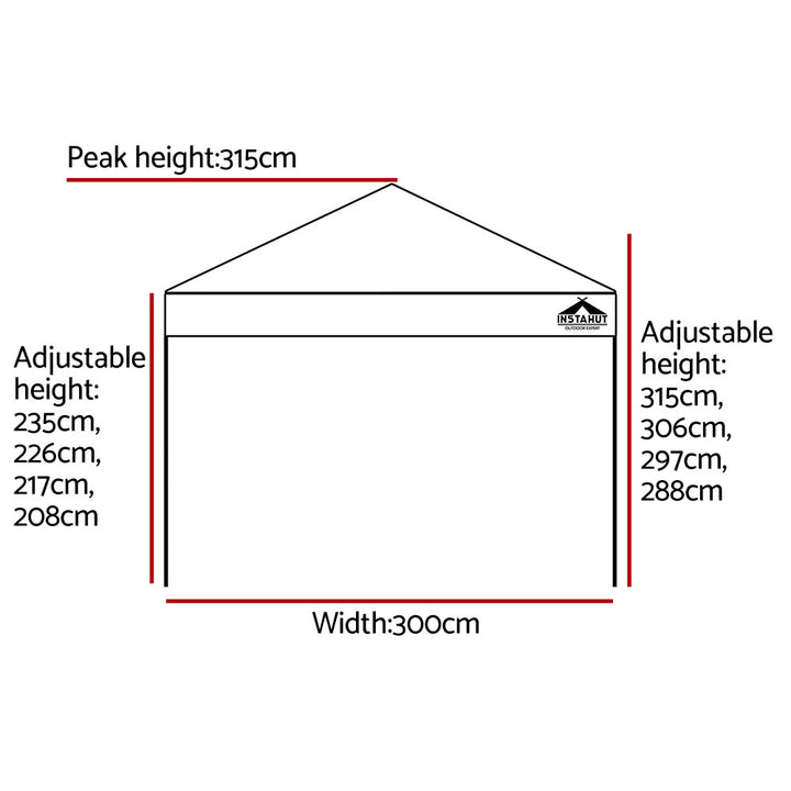 Instahut Gazebo Pop Up Marquee 3x3 Folding Tent Outdoor Camping 500D Oxford