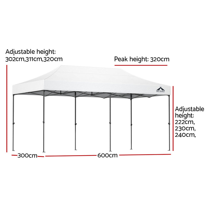 Instahut Gazebo Pop Up Marquee 3x6 Folding Tent Wedding 500D Oxford Fabric White