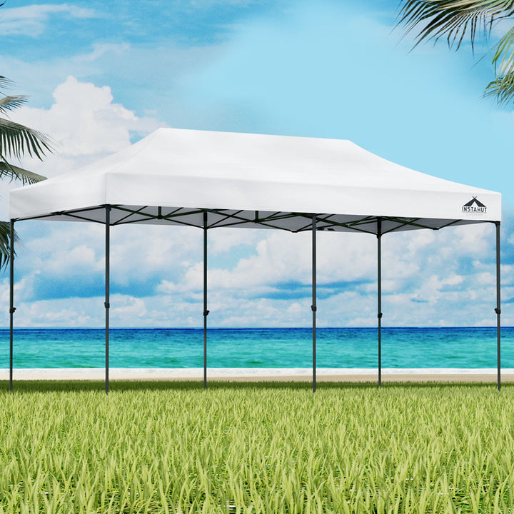 Instahut Gazebo Pop Up Marquee 3x6 Folding Tent Wedding 500D Oxford Fabric White