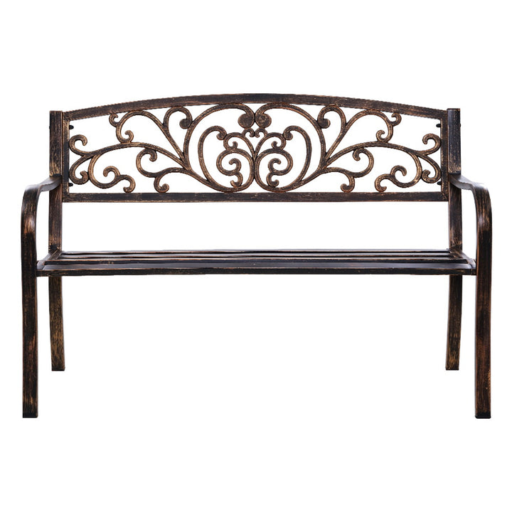 Gardeon Outdoor Garden Bench Seat Steel Outdoor Furniture 3 Seater Park Bronze