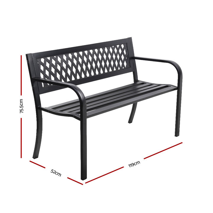 Gardeon Outdoor Garden Bench Seat Steel Outdoor Furniture 2 Seater Park Black