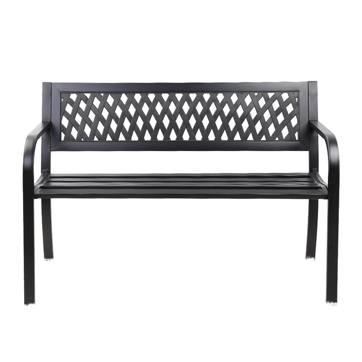 Gardeon Outdoor Garden Bench Seat Steel Outdoor Furniture 2 Seater Park Black