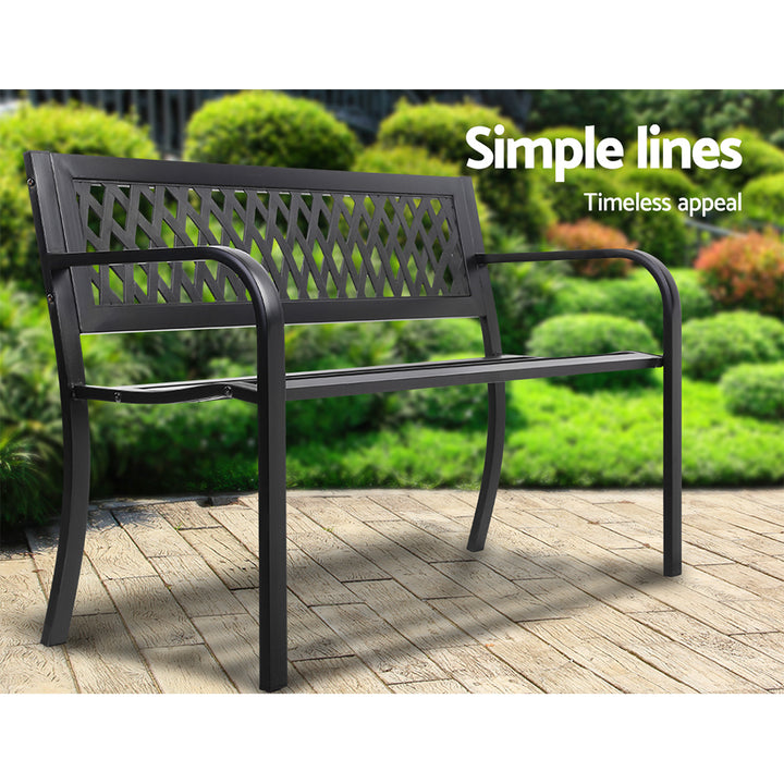 Gardeon Outdoor Garden Bench Seat Steel Outdoor Furniture 2 Seater Park Black