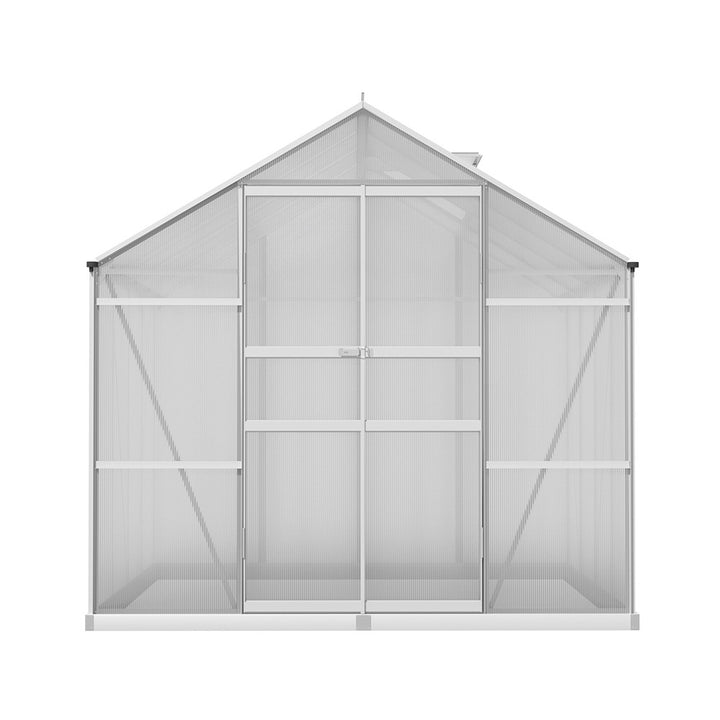 Greenfingers Greenhouse 2.42x2.5x2.26M Aluminium Double Doors Green House Garden Shed