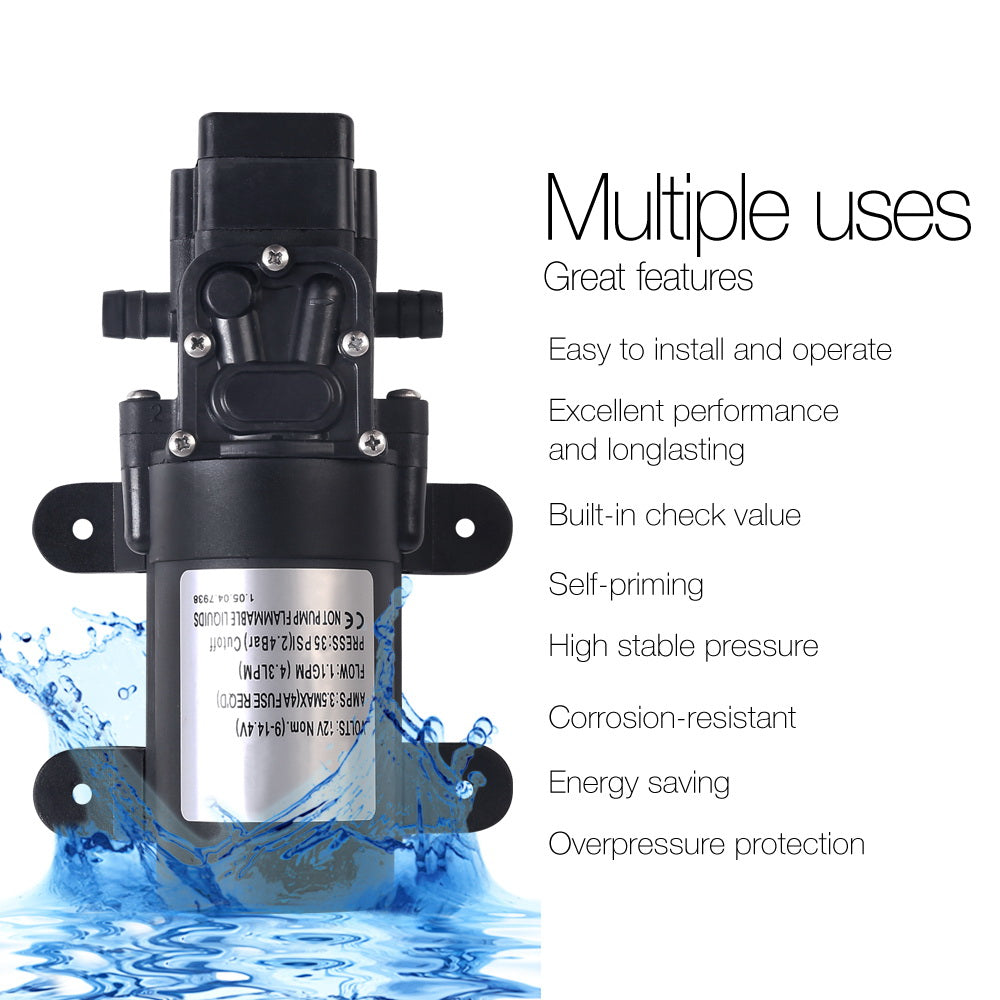 Water Pump 12V Pressure Shower 4.3L/Min