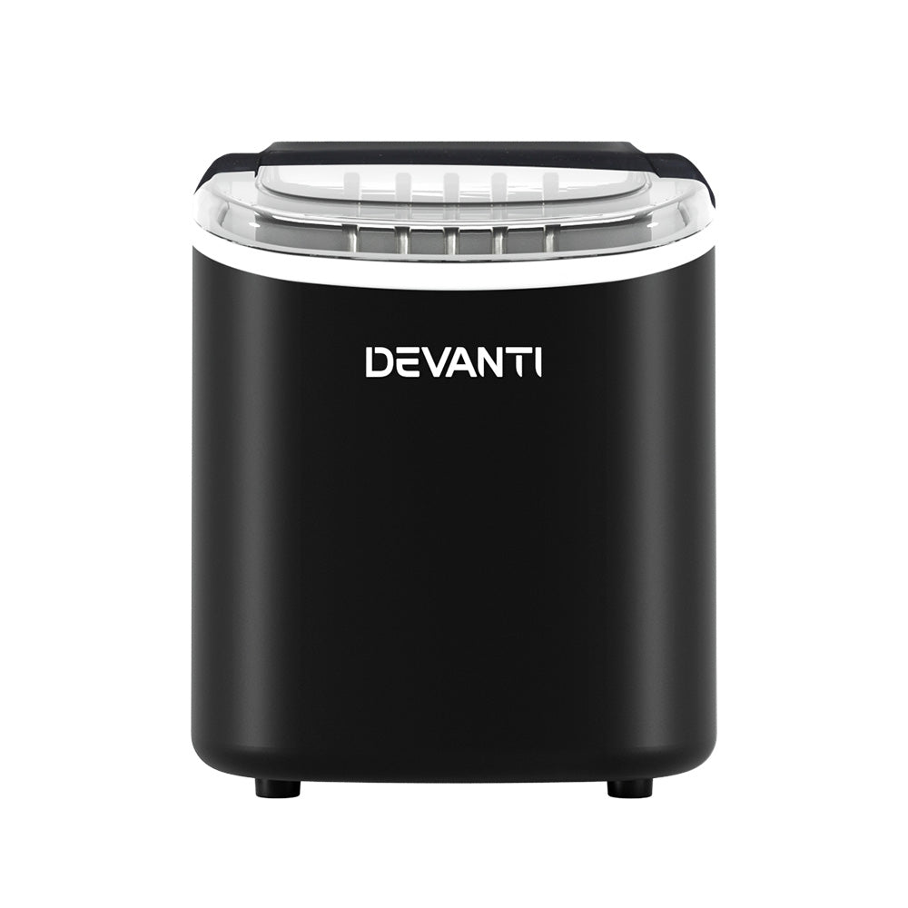 Devanti Portable Ice Maker Machine Ice Cube Tray 12kg Bar Countertop Black