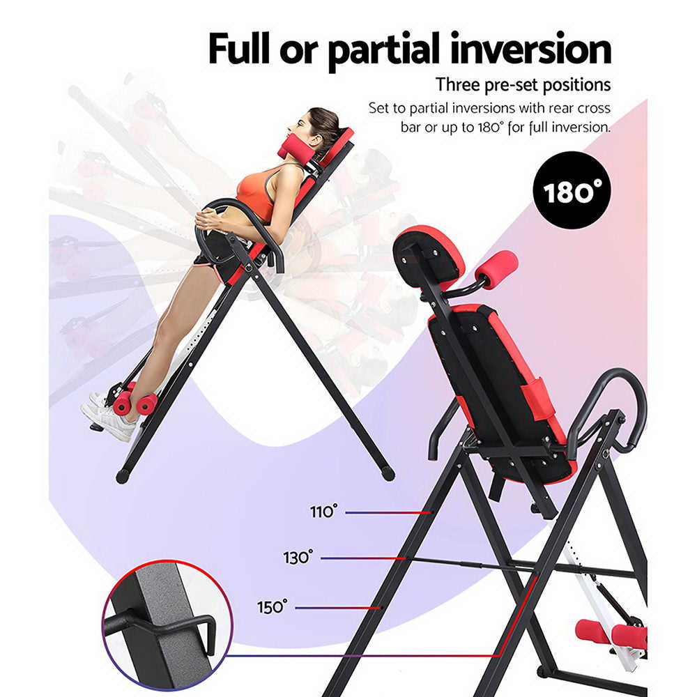 Everfit Inversion Table Gravity Exercise Inverter Back Stretcher Home Gym Red