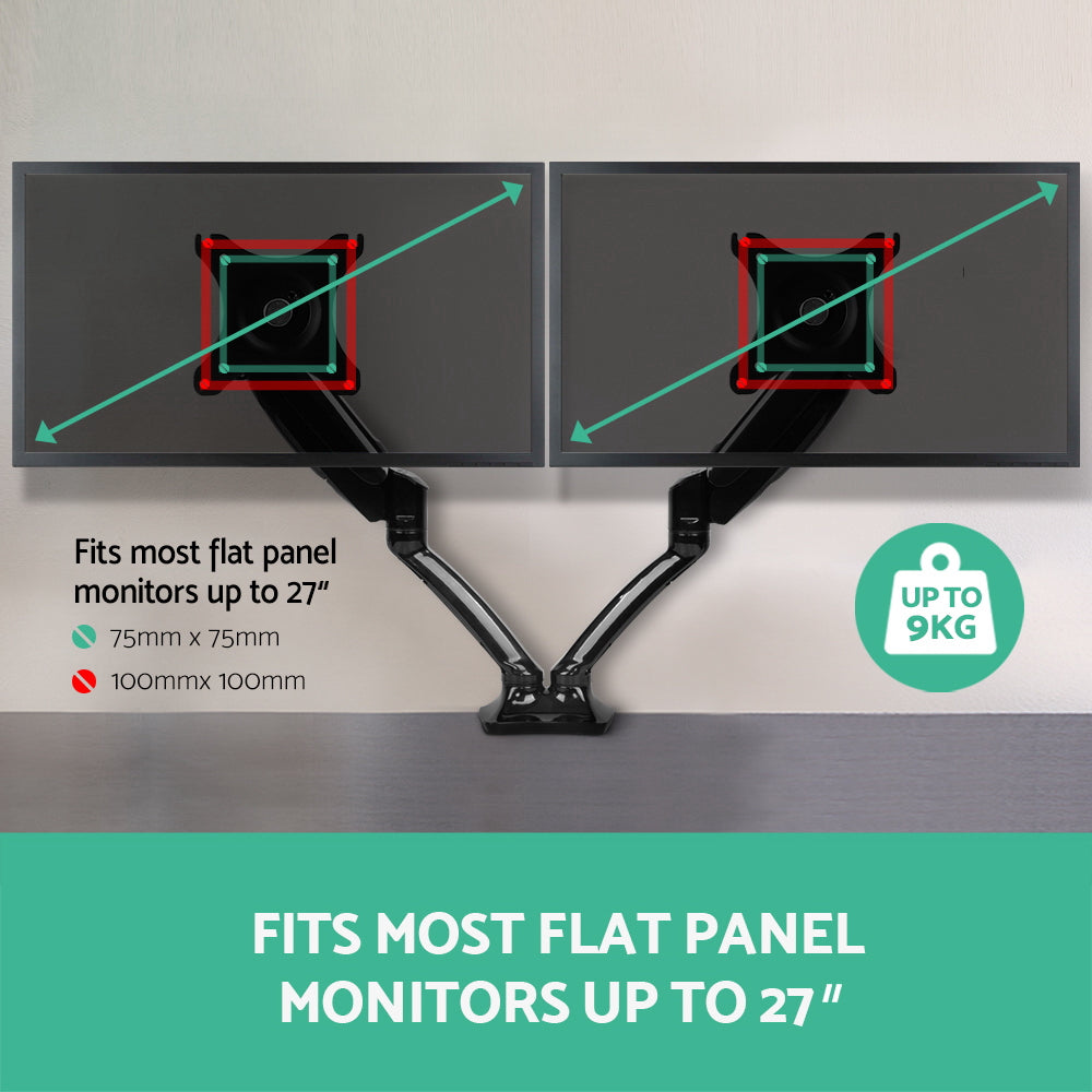 Artiss Monitor Arm Gas Spring Dual Desk Mount Screen Holder