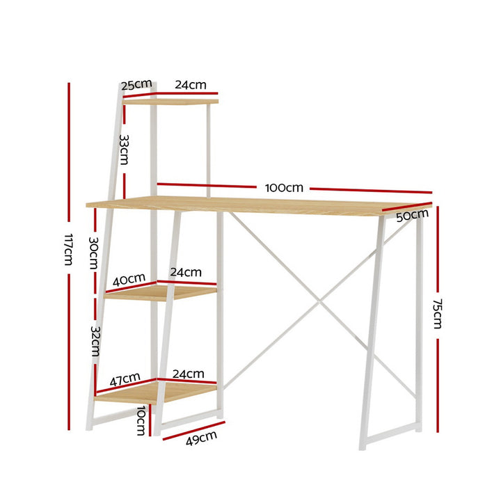 Artiss Computer Desk Bookshelf Storage Oak 100CM