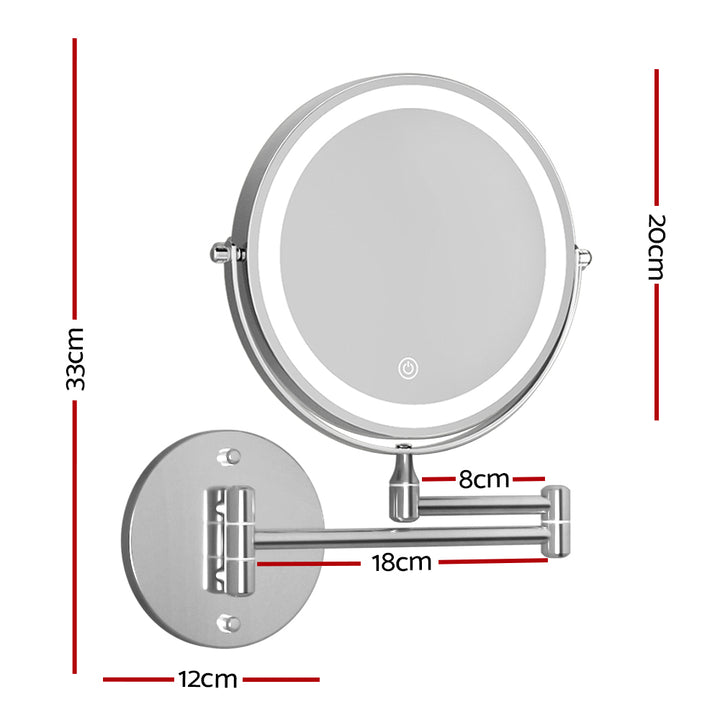 Embellir Extendable Makeup Mirror 10X Magnifying Double-Sided Bathroom Silver