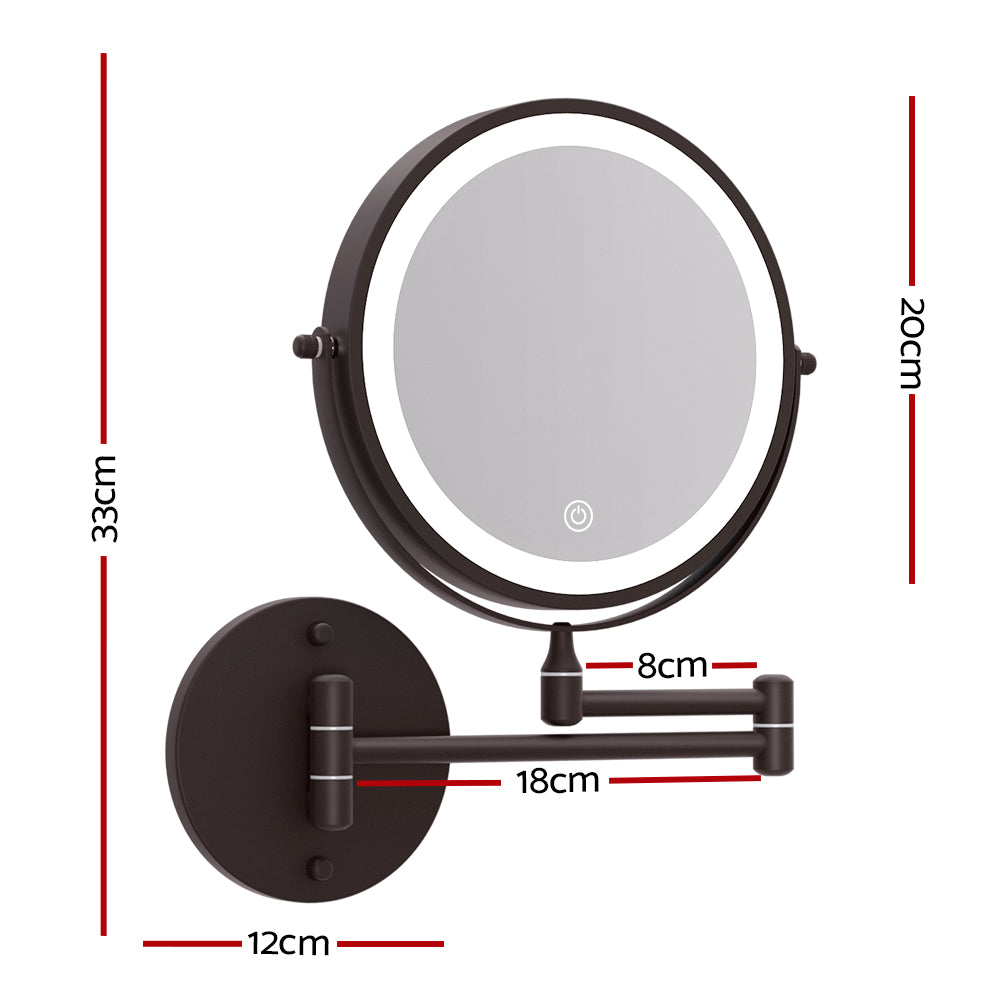 Embellir Extendable Makeup Mirror 10X Magnifying Double-Sided Bathroom Brown