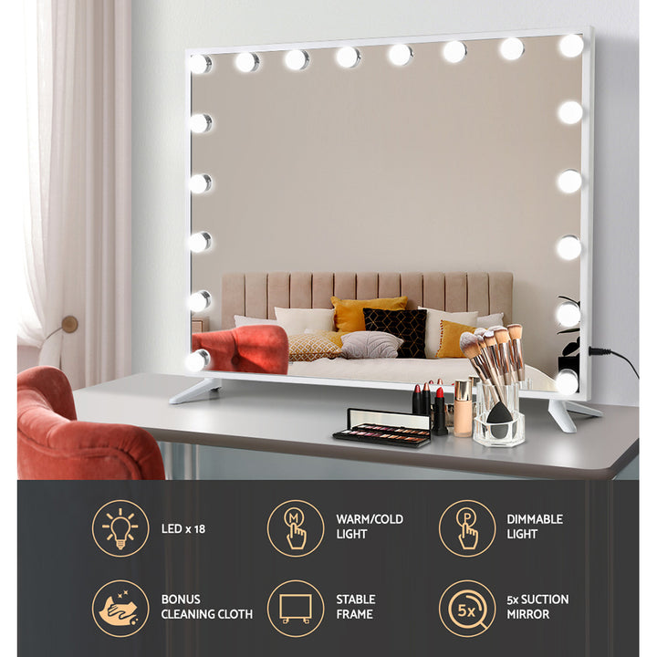 80x65cm Embellir Makeup Mirror Hollywood Vanity with LED Light White Frame