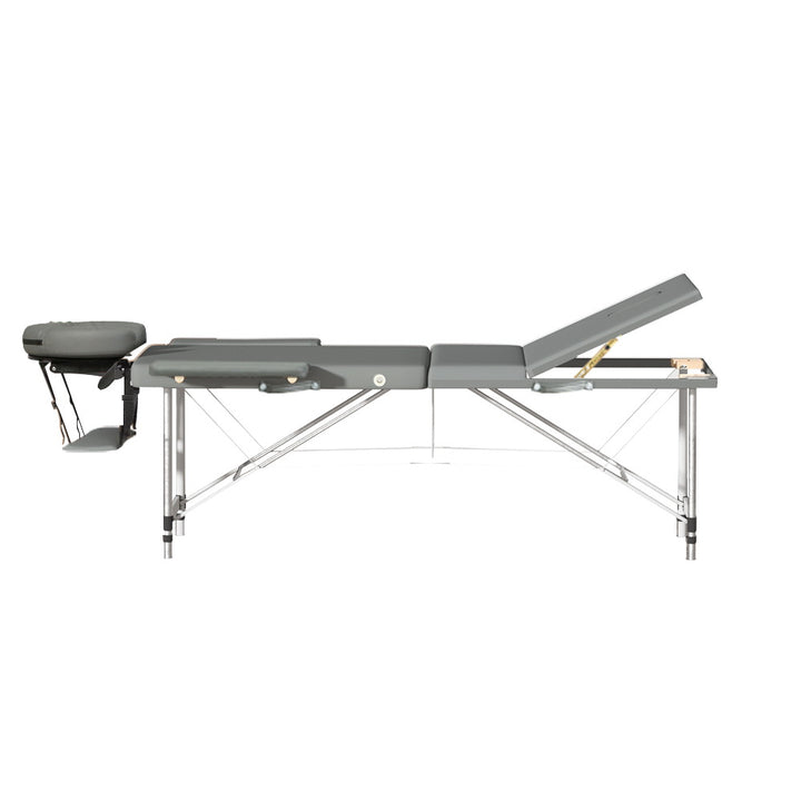 Zenses Massage Table 75cm Portable 3 Fold Aluminium Beauty Bed Grey