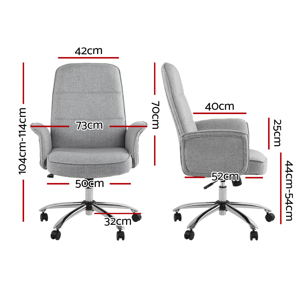 Artiss Fabric Office Chair Computer Chairs Grey