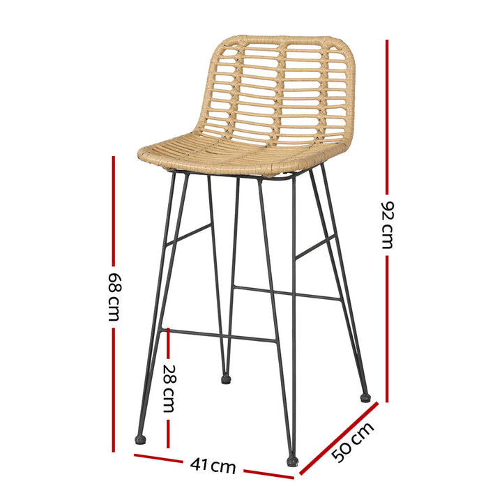 Gardeon 2 Piece Outdoor Bar Stools Wicker Dining Rattan Chair