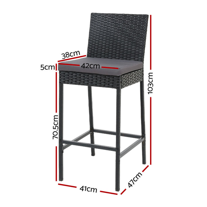 Gardeon 4-Piece Outdoor Bar Stools Dining Chair Bar Stools Rattan Furniture