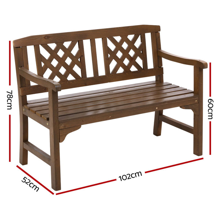 Gardeon Outdoor Garden Bench Wooden Chair 2 Seat Patio Furniture Lounge Natural