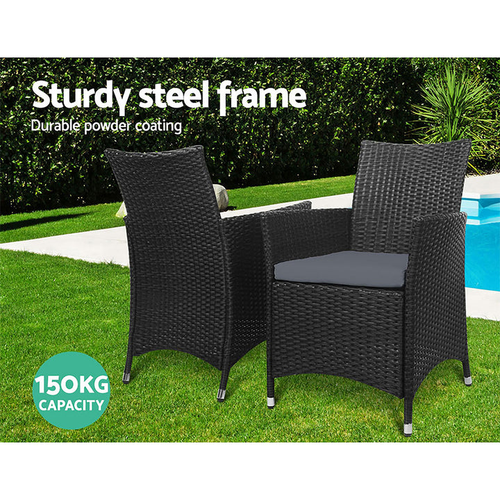 Gardeon Outdoor Dining Chairs Patio Furniture Wicker Garden Cushion Idris 2PC