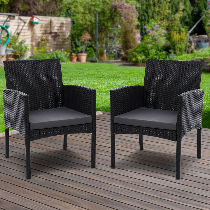 Gardeon 2PC Outdoor Dining Chairs Patio Furniture Rattan Lounge Chair XL Ezra