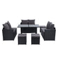 Gardeon Outdoor Dining Set Sofa Lounge Setting Chairs Table Ottoman Black Cover