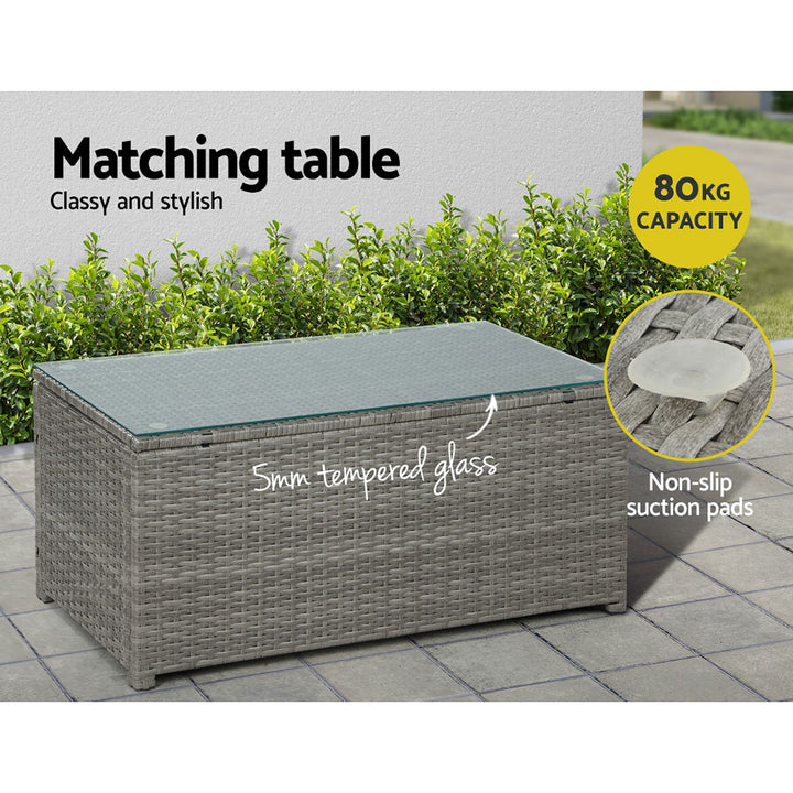 Gardeon 4-Piece Outdoor Sofa Set Wicker Couch Lounge Setting Grey