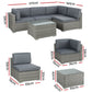 Gardeon 5-Piece Outdoor Sofa Set Wicker Couch Lounge Setting 4 Seater Grey