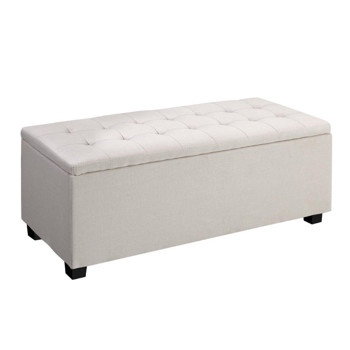 Artiss Storage Ottoman Blanket Box 97cm Linen Beige