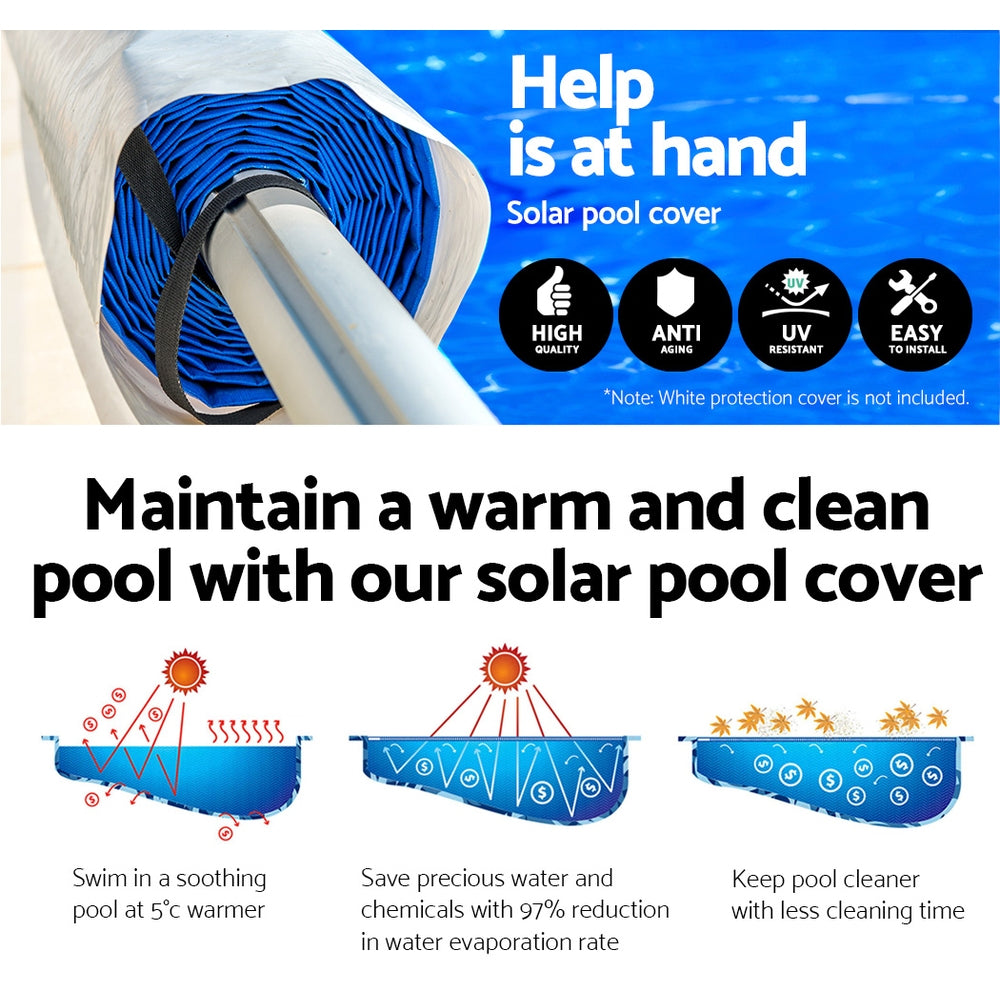 Aquabuddy Pool Cover 400 Micron 8x4.2m Swimming Pool Solar Blanket 5.5m Roller