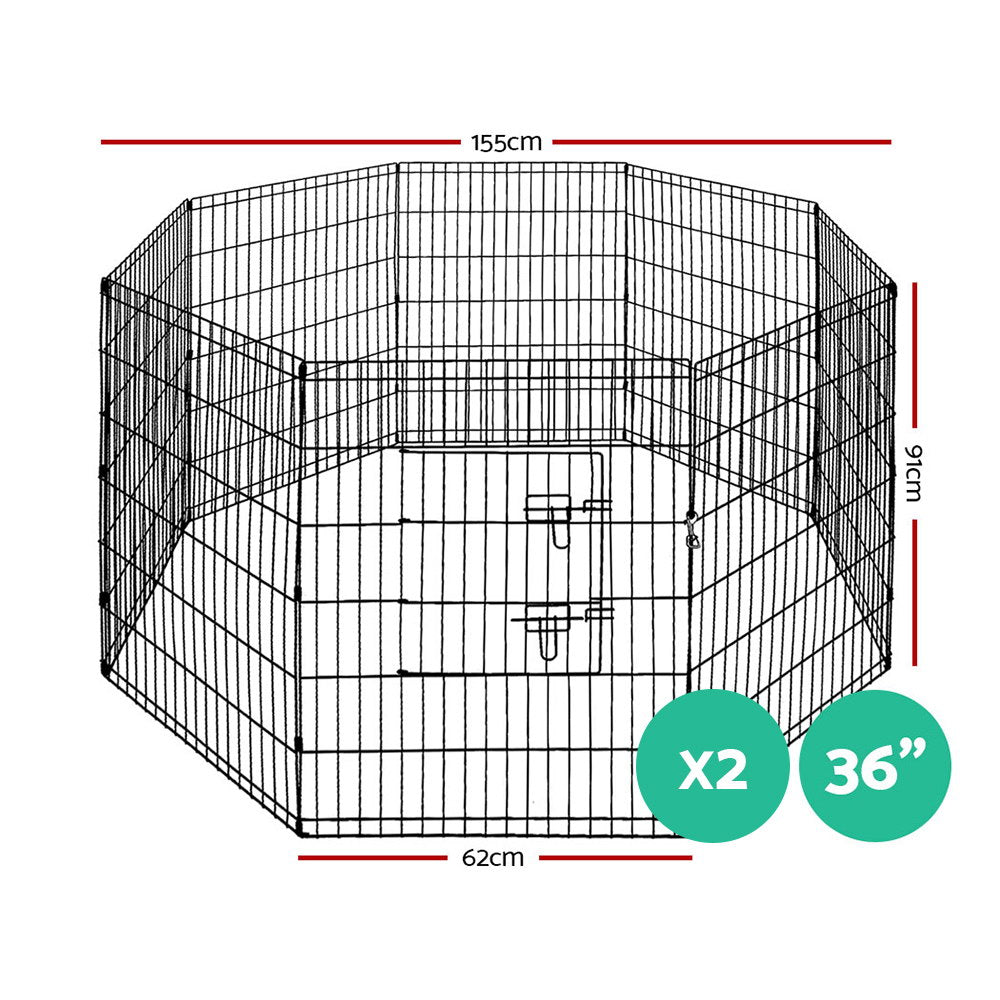 i.Pet 2x36" 8 Panel Dog Playpen Pet Fence Exercise Cage Enclosure Play Pen