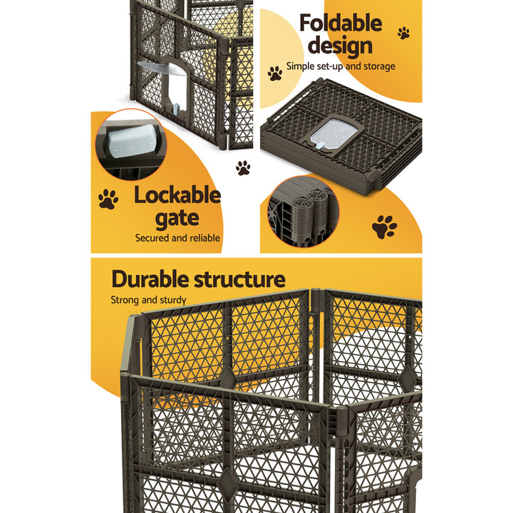 i.Pet Dog Playpen Enclosure 6 Panel Pet Fence Plastic Play Pen