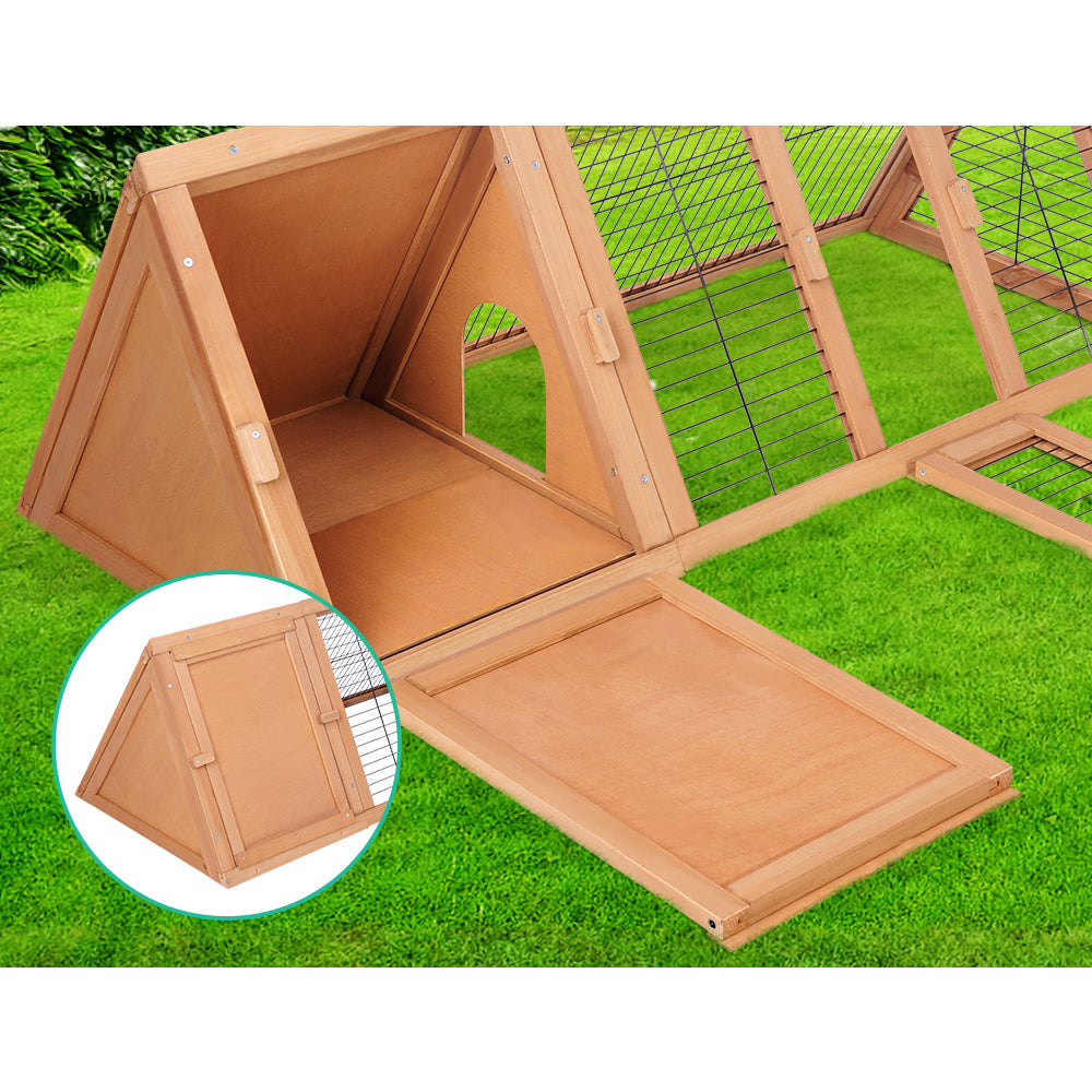 i.Pet Rabbit Hutch 119cm x 51cm x 44cm Chicken Coop Large Run Wooden Cage Outdoor