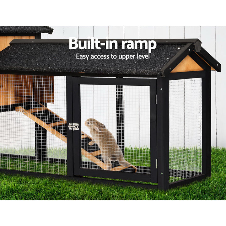 i.Pet Chicken Coop Rabbit Hutch 165cm x 43cm x 86cm Extra Large Run House Cage Wooden Outdoor