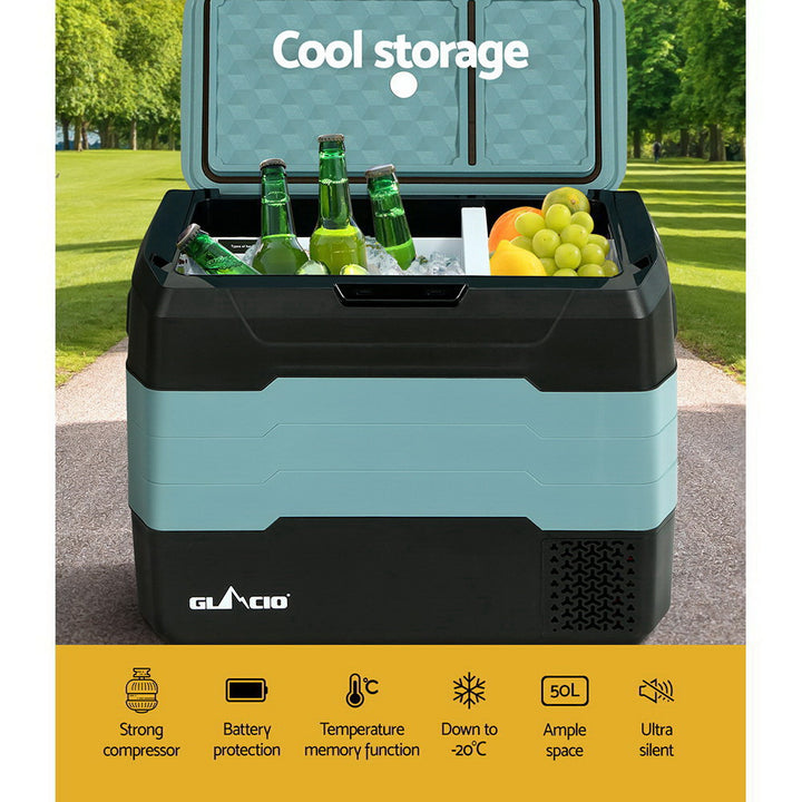 Glacio 50L Portable Fridge Freezer Fridges Cooler Camping 12V/24V/240V Caravan