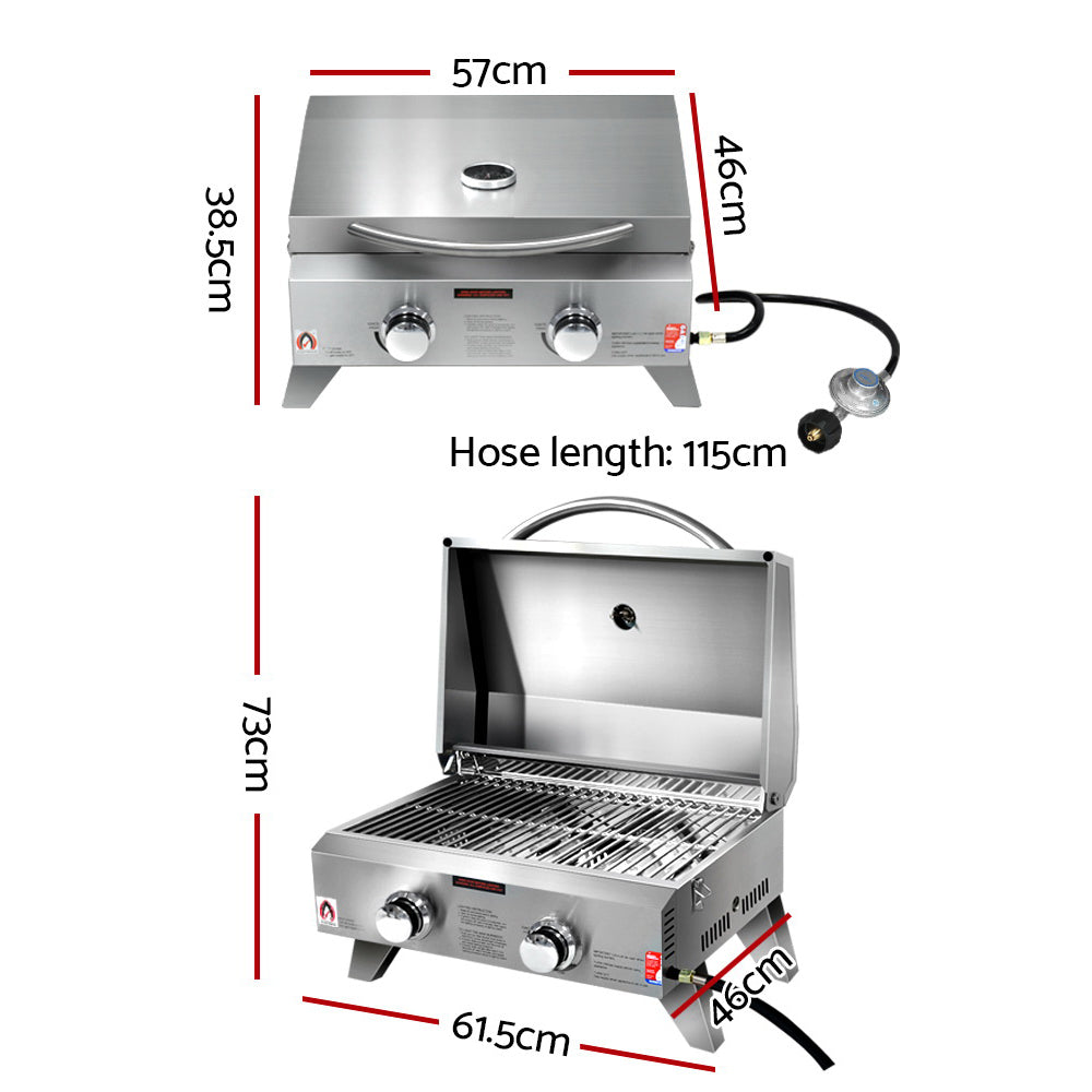 Grillz Portable Gas BBQ Grill 2 Burners