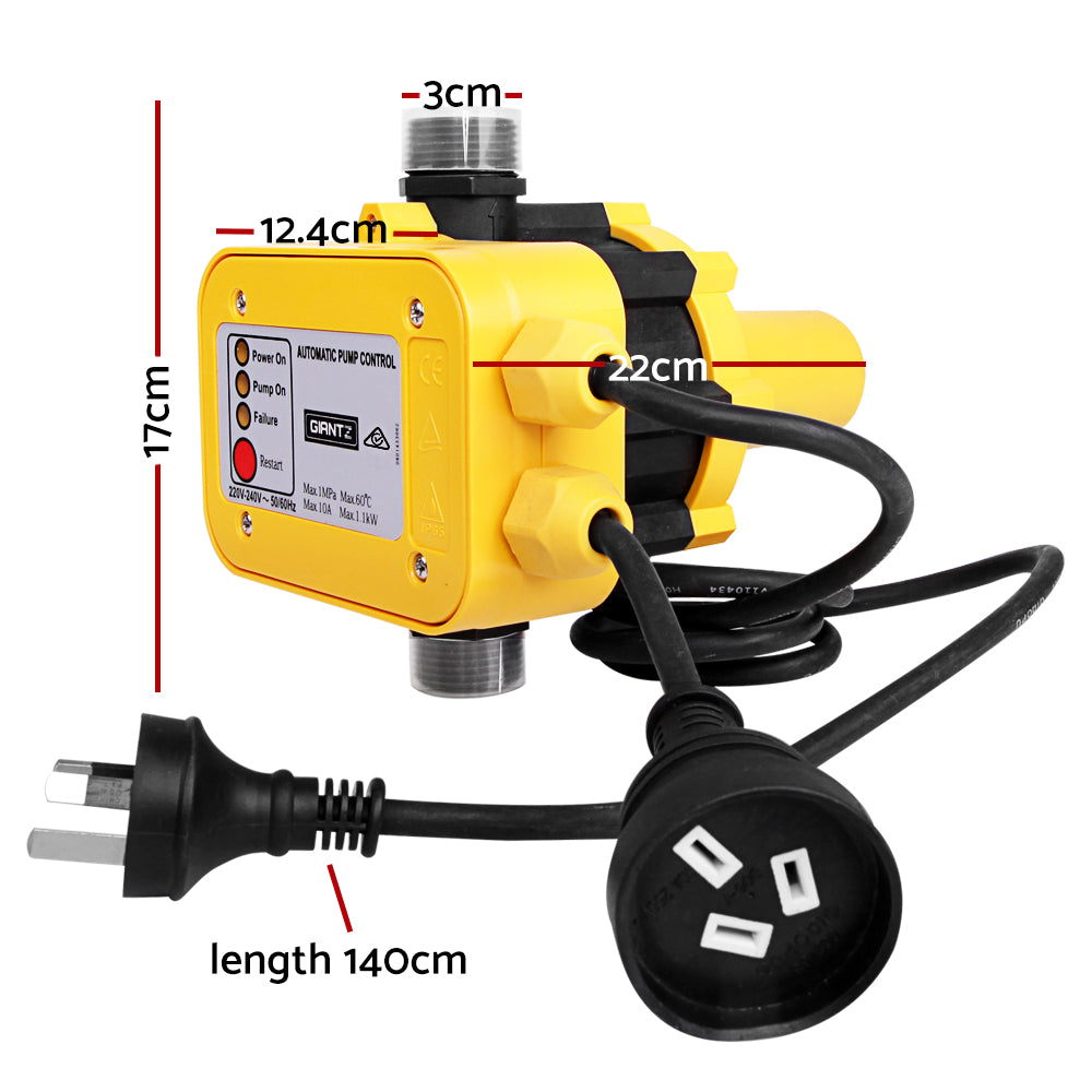 Giantz Water Pressure Pump Controller Auto Switch Control Electric Electronic Yellow