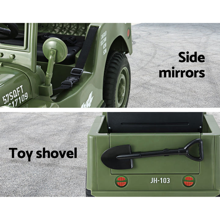 Rigo Kids Electric Ride On Car Jeep Military Off Road Toy Cars Remote 12V Olive